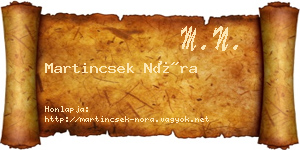 Martincsek Nóra névjegykártya